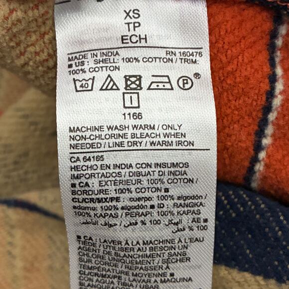 Old Navy Plaid Button Down Shirt Sz XS Orange Blue Cotton Fall Rustic Cabincore - Picture 7 of 7